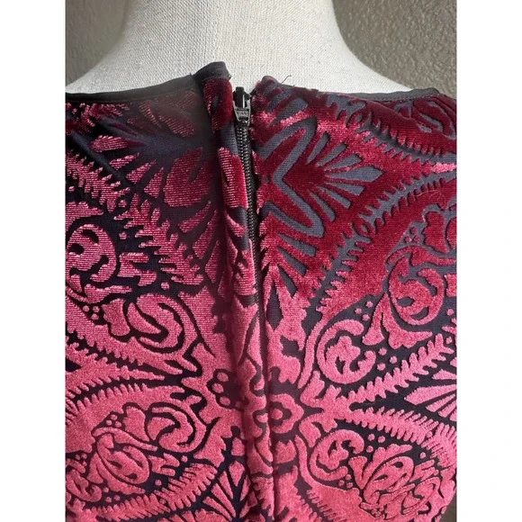 Modcloth Rockabilly Cherry Red Swing Dress Stretch Velvet 40s 50s Vibe Small - Picture 9 of 12